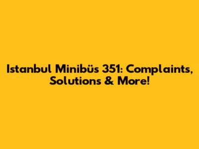 Istanbul Minibüs 351: Complaints, Solutions & More!